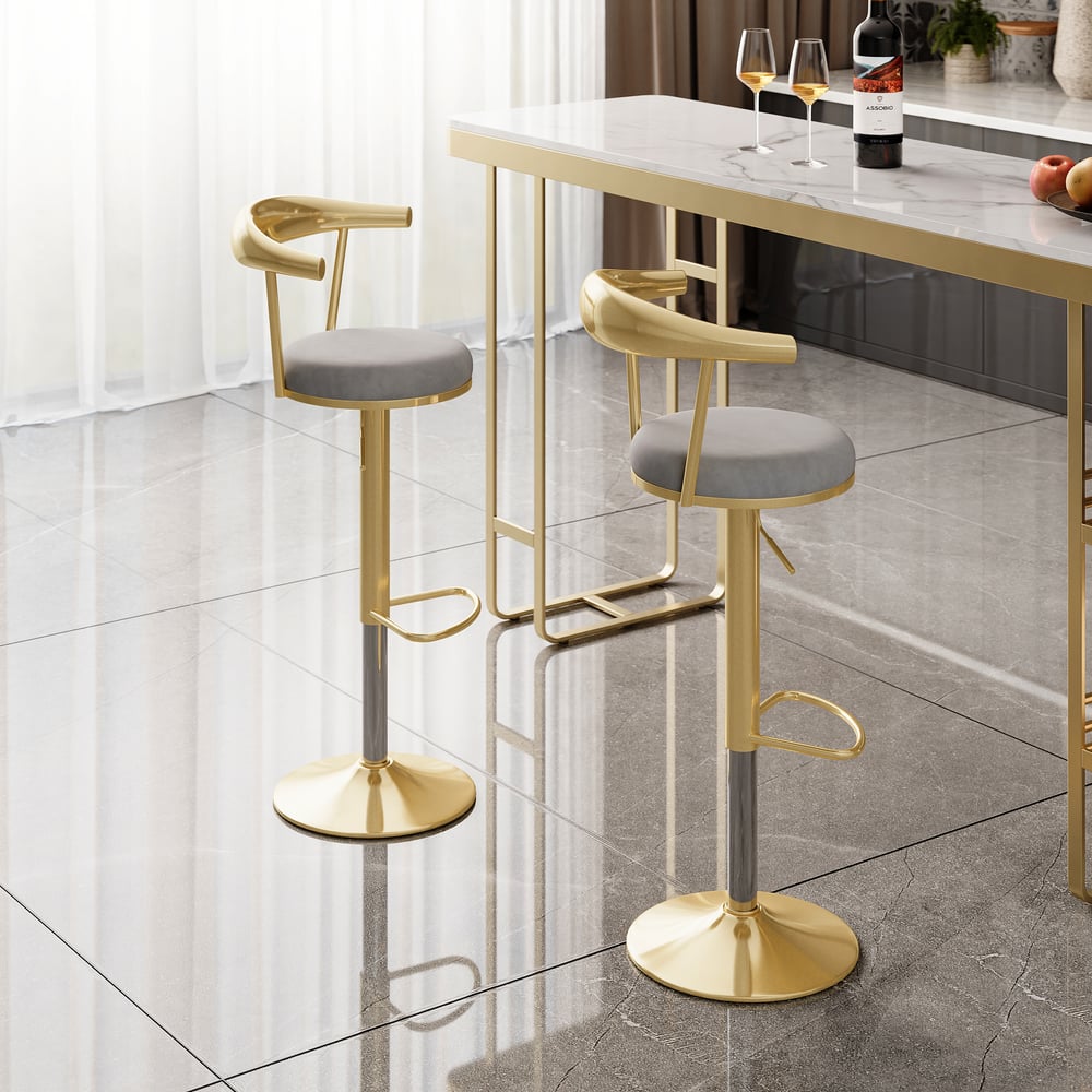 Customer Reviews for Modern Adjustable Swivel Bar Stools or Counter Stools with Velvet Upholstery Gray