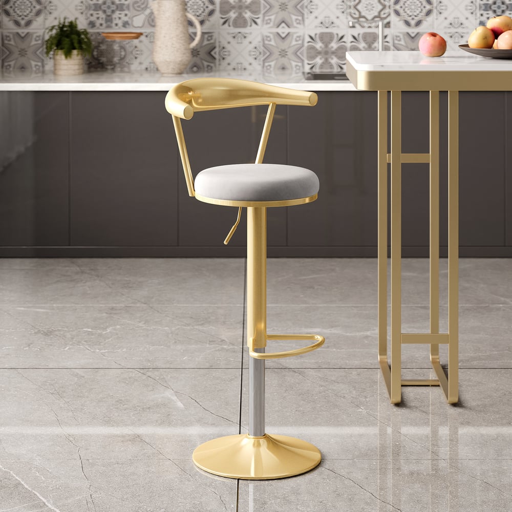 Customer Reviews for Modern Adjustable Swivel Bar Stools or Counter Stools with Velvet Upholstery Gray