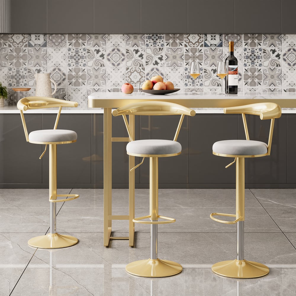 Customer Reviews for Modern Adjustable Swivel Bar Stools or Counter Stools with Velvet Upholstery Gray