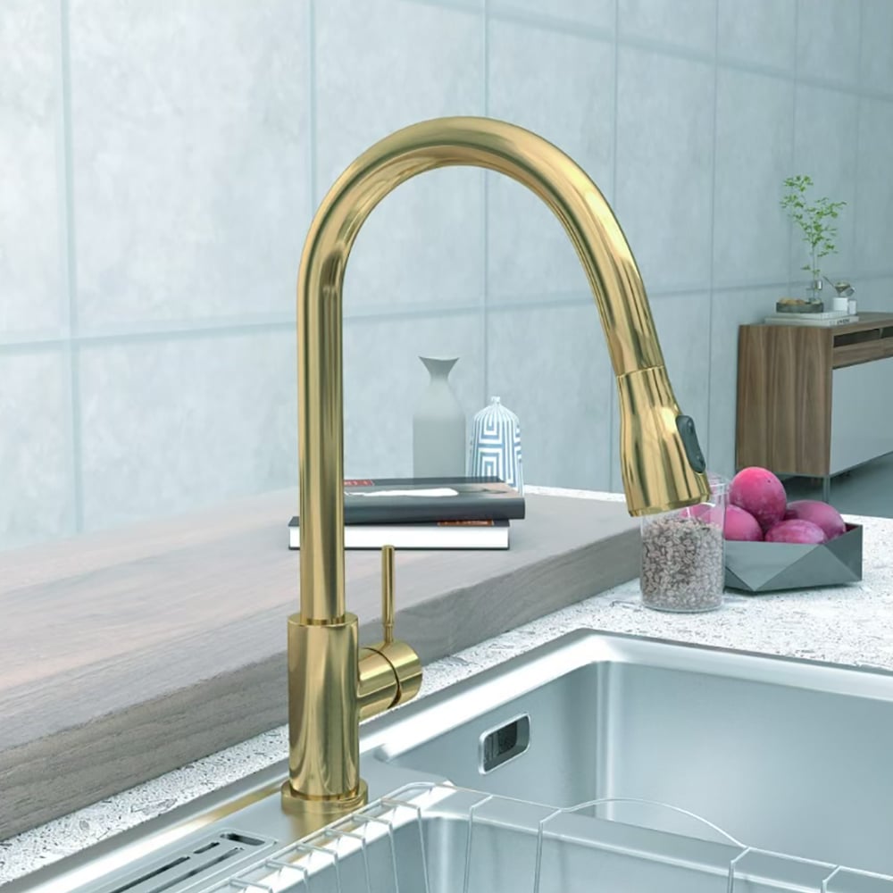 Questions and Answers for Pull Out Kitchen Tap Brushed Gold with Dual Function Sprayer