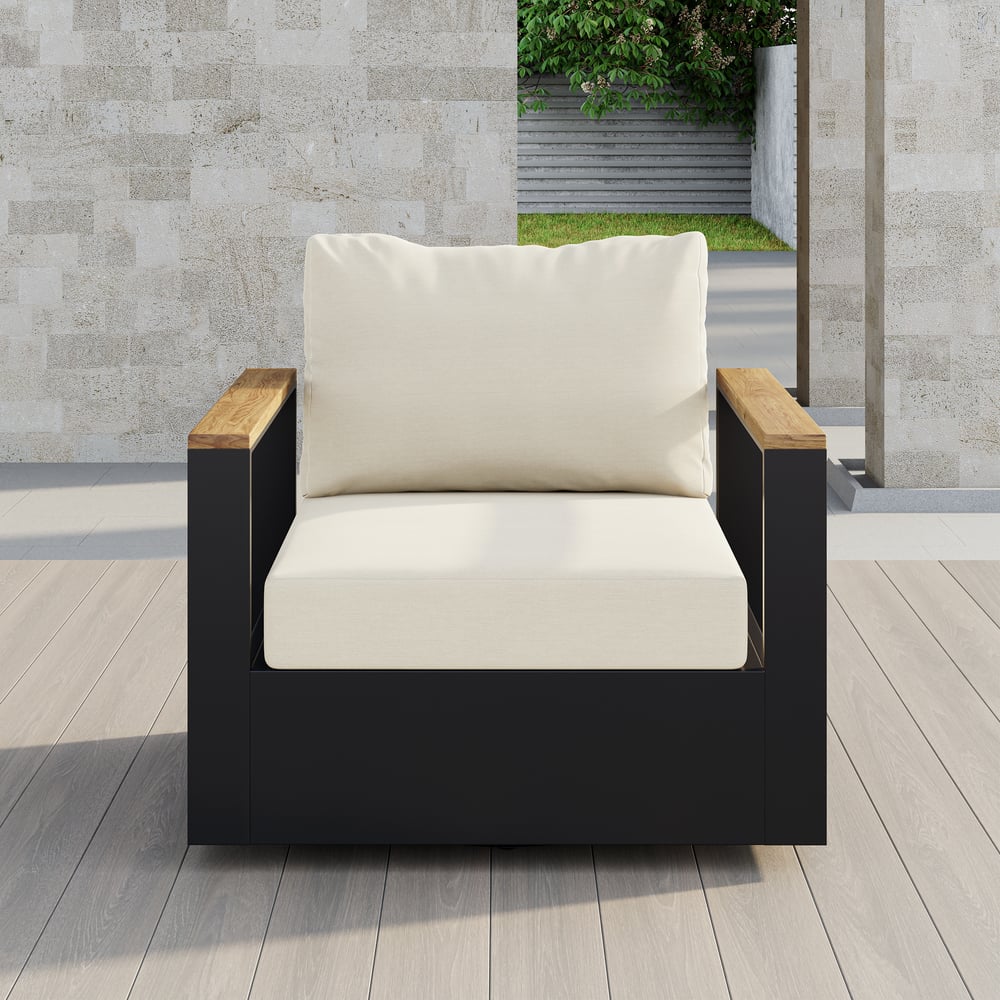 Customer Reviews for Axis Outdoor Beige Wood & Aluminum Swivel Chair with Cushion