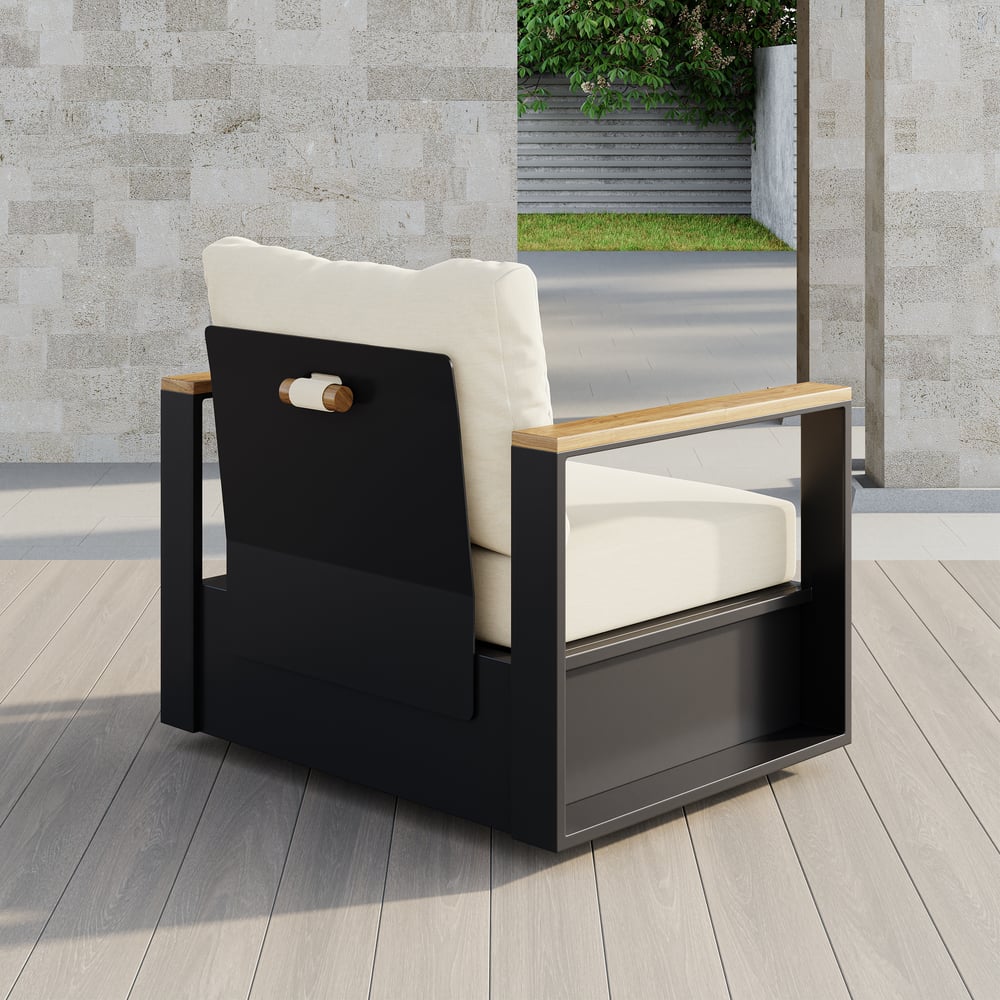 Customer Reviews for Axis Outdoor Beige Wood & Aluminum Swivel Chair with Cushion