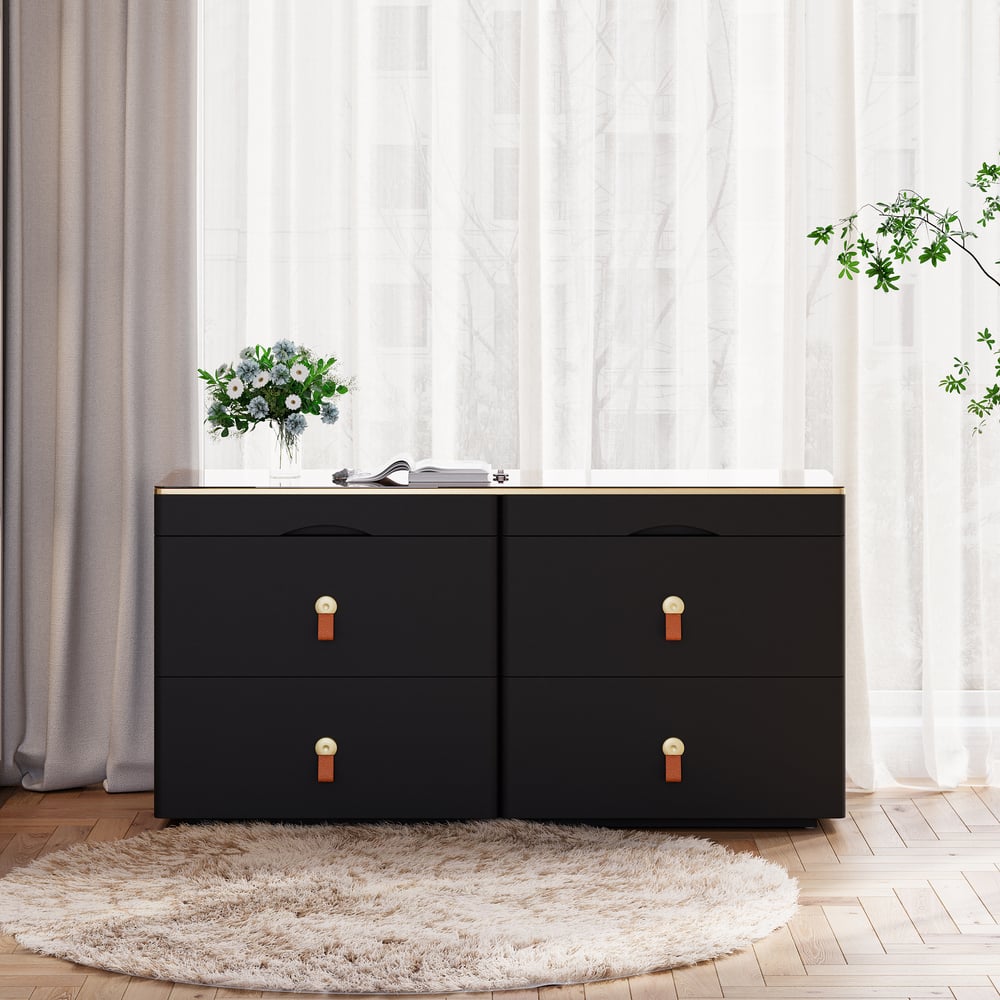 Recensioni dei clienti per Comò Chanor con 6 cassetti con piano in vetro nero da 47"