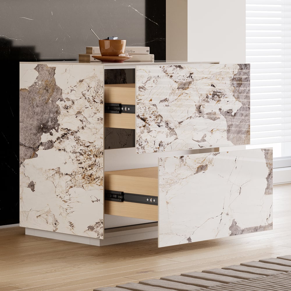 Questions and Answers for Sintered Stone 2-Drawer Bedside Table