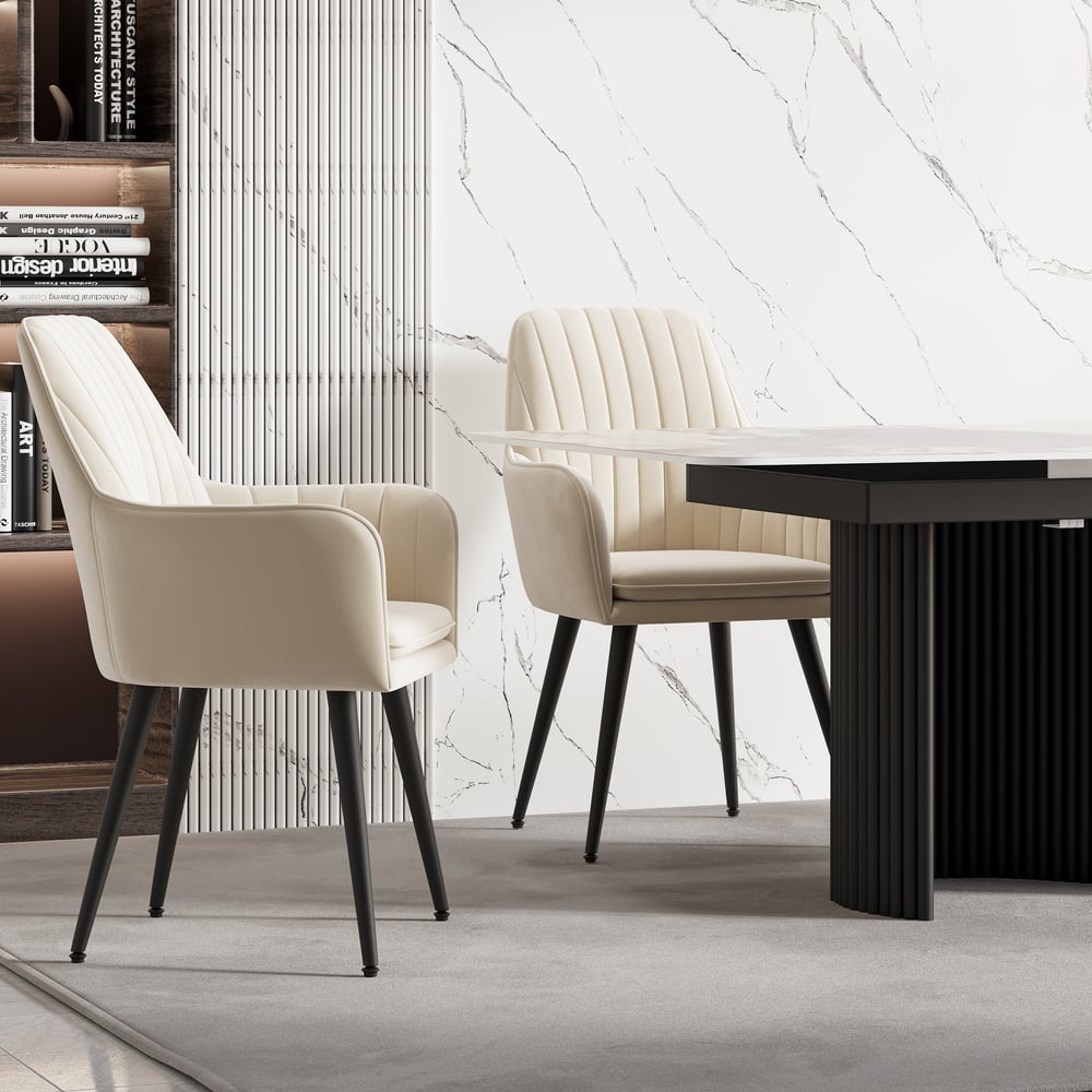 Hodnocení zákazníků pro položku Sada 2 moderních jídelních židlí se sametovým čalouněním béžová