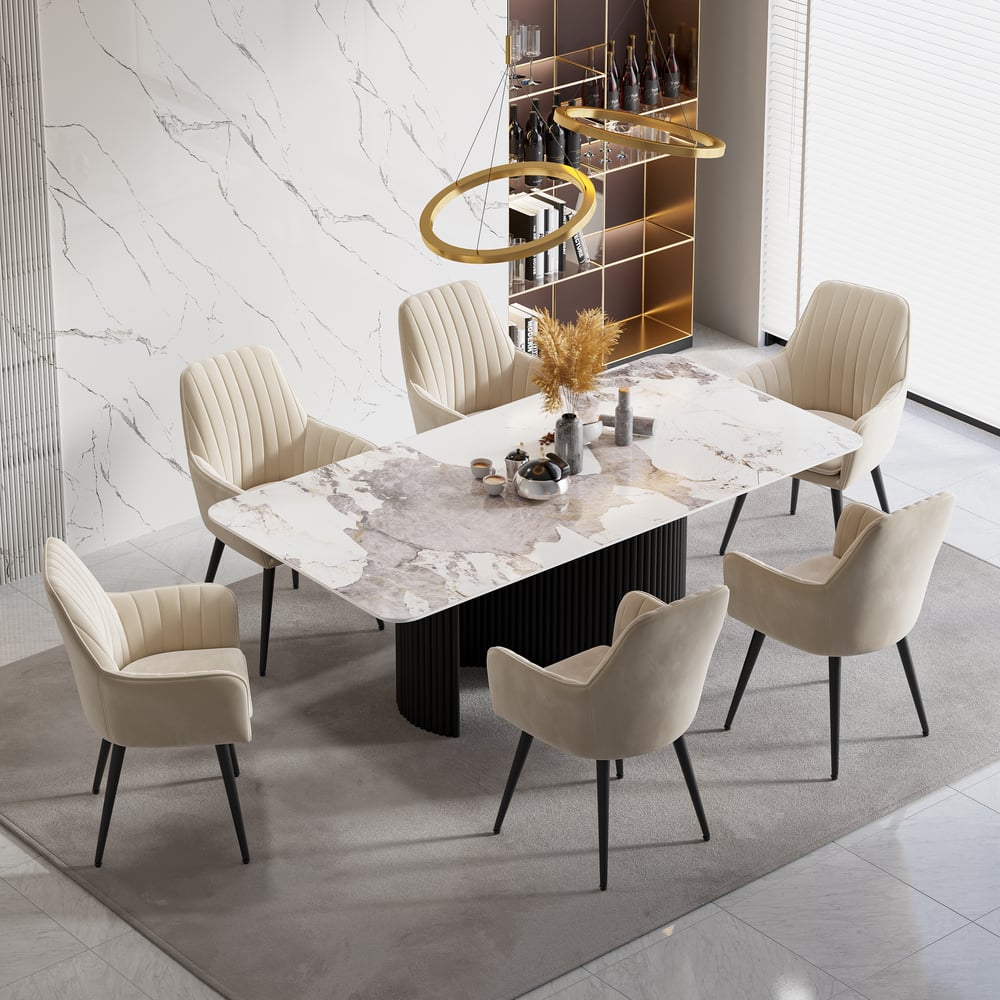 Hodnocení zákazníků pro položku Sada 2 moderních jídelních židlí se sametovým čalouněním béžová