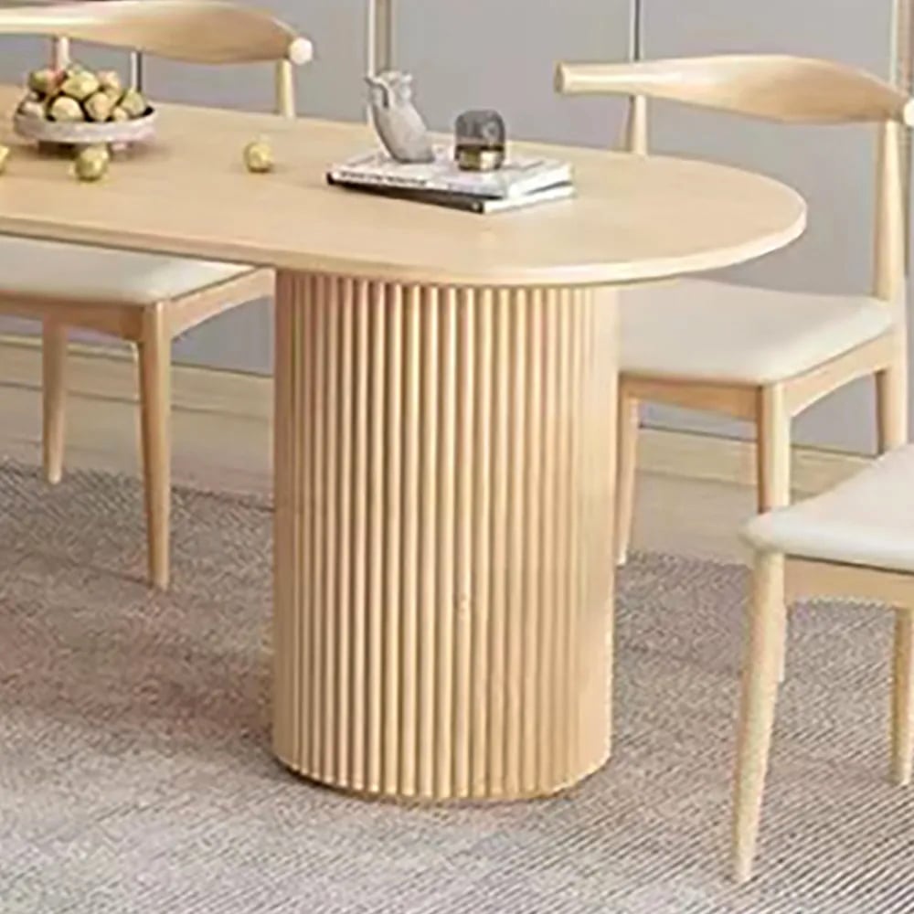 Questions and Answers for 63" Japandi Style Oval Wood Dining Table Natural Seats 4-6 People