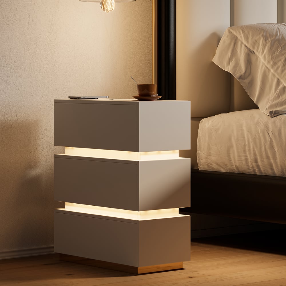 Otázky a odpovědi pro Lumio Úzký 3zásuvkový LED inteligentní noční stolek se světelnou sadou 2