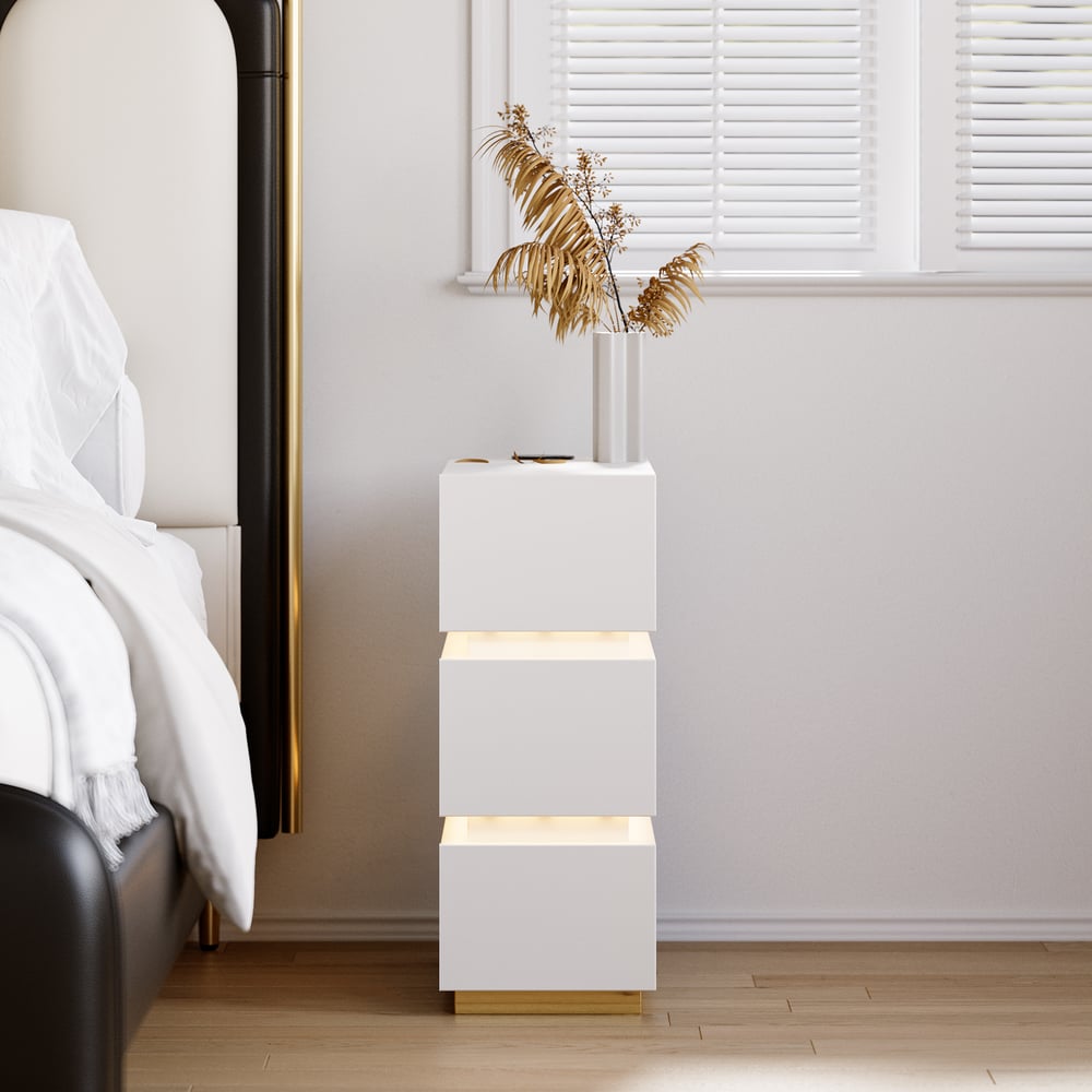 Otázky a odpovědi pro Lumio Úzký 3zásuvkový LED inteligentní noční stolek se světelnou sadou 2