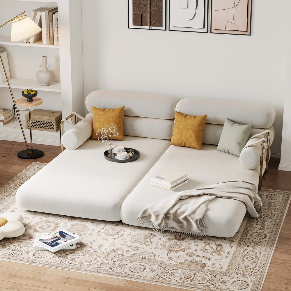 Klantrecensies voor Opklapbare futonslaapbank voor 3 personen in zachte fluwelen bekleding