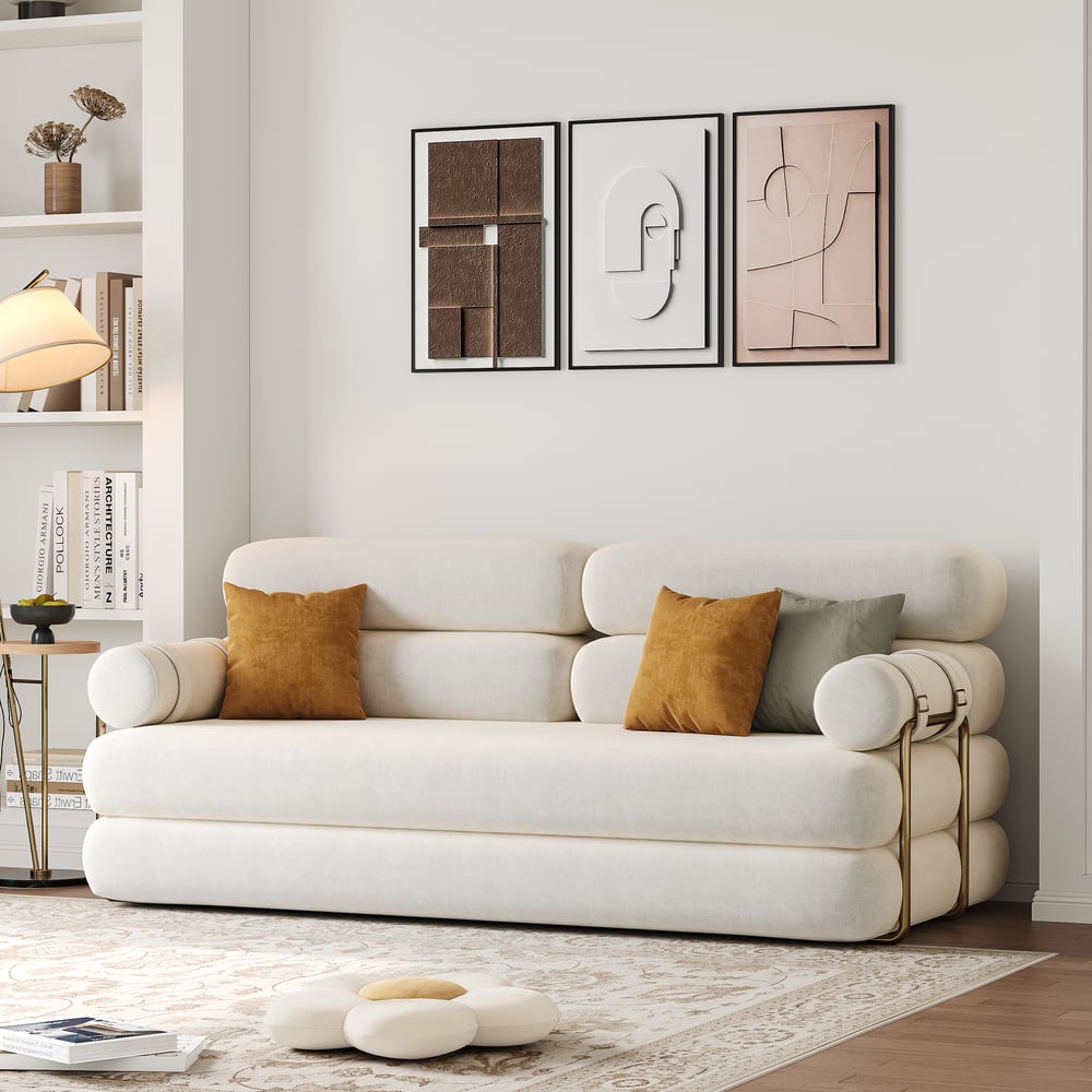 Customer Reviews for 2060mm King 3-Seater Velvet Convertible Futon Sofa Bed