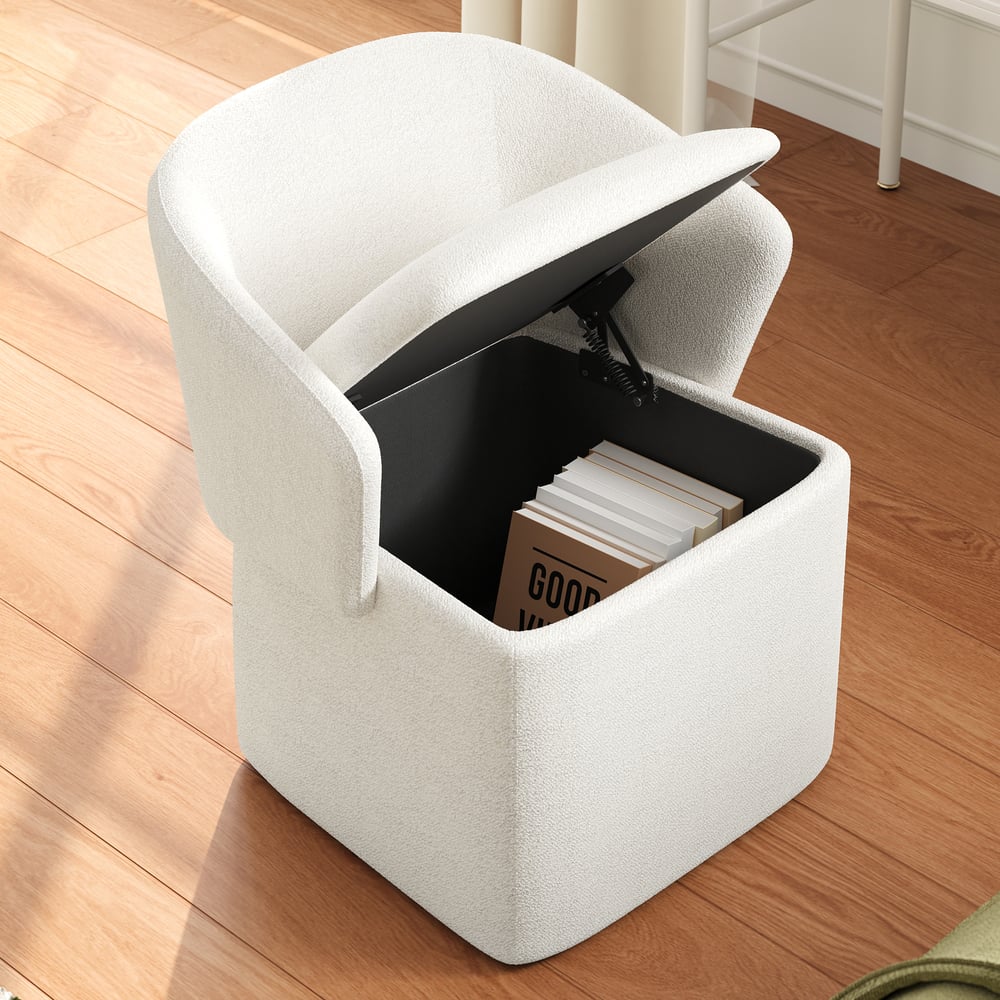 Avis Clients sur Tabouret de vanité moderne en velours blanc avec rangement