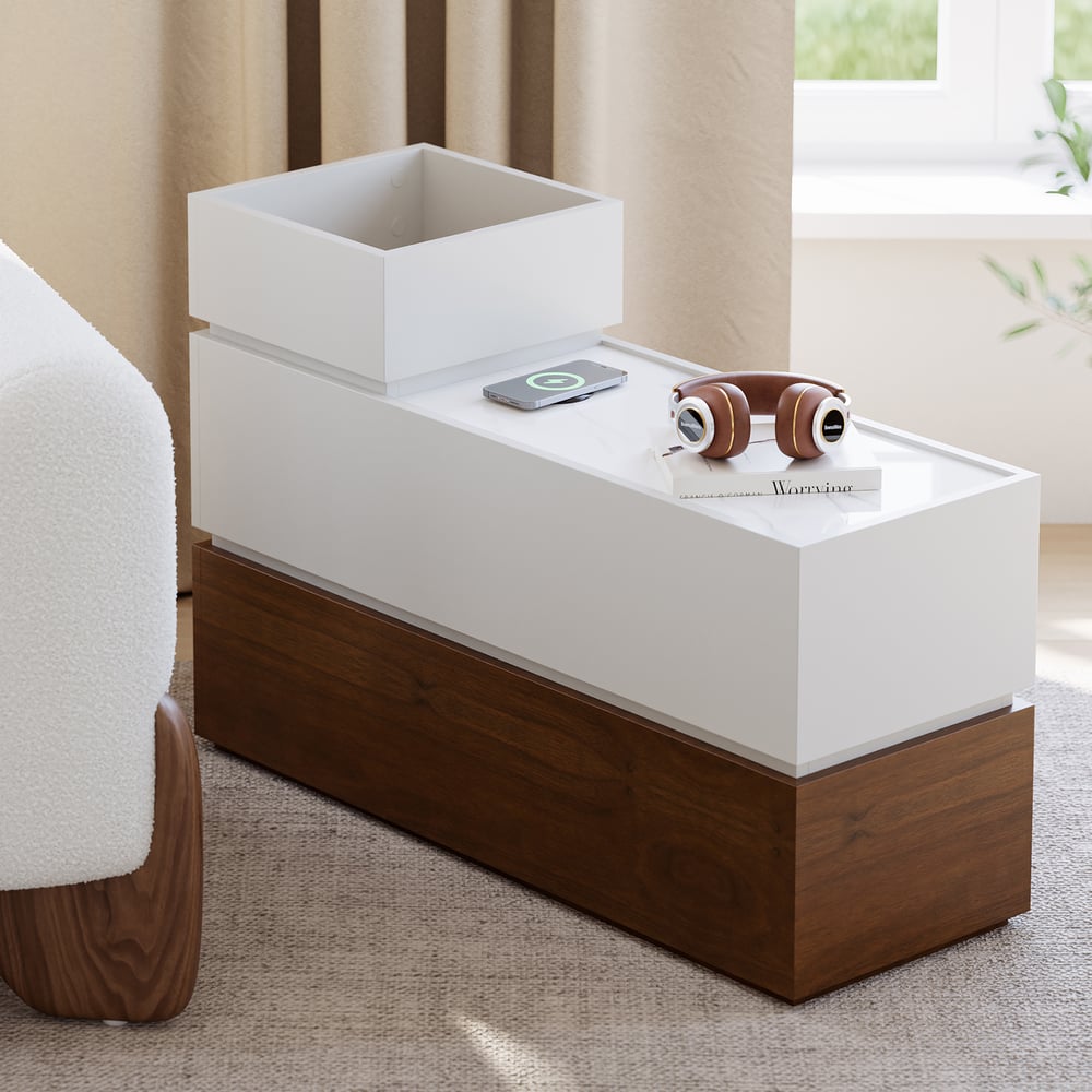 Customer Reviews for Sintered Stone Top Narrow Smart Side Table with Storage