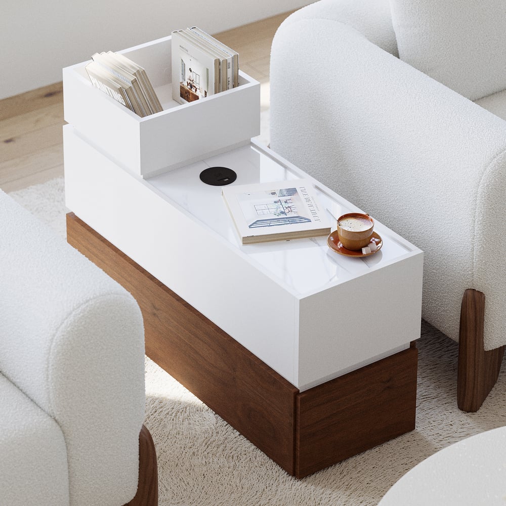 Customer Reviews for Sintered Stone Top Narrow Smart Side Table with Storage