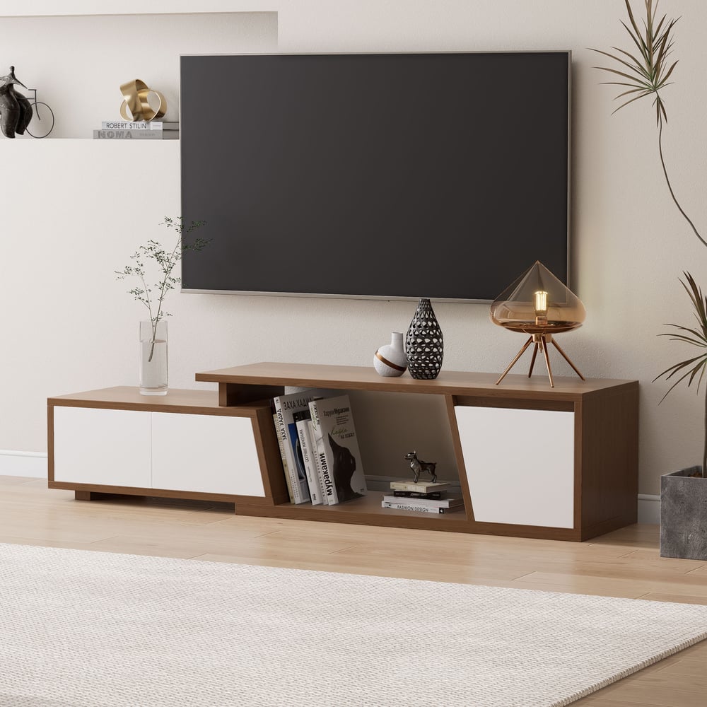 Perguntas e respostas para Armário de TV extensível Fero com 3 gavetas de 120 cm a 180 cm em branco e nogueira