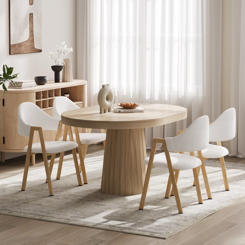 Perguntas e respostas para Cadeiras de jantar estofadas White Boucle, cadeira com encosto curvo, conjunto de 2