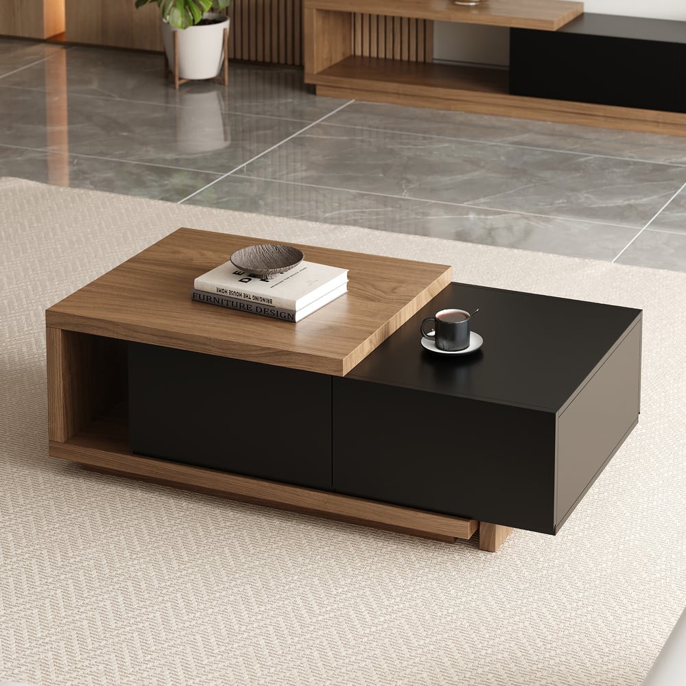 Questions and Answers for 47"-69" Quoint Walnut Extendable Coffee Table with 2 Drawers