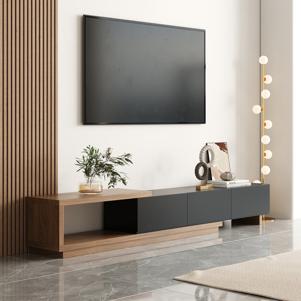 Questions and Answers for Quoint Extendable TV Stand with 3 Drawers(71"-100")