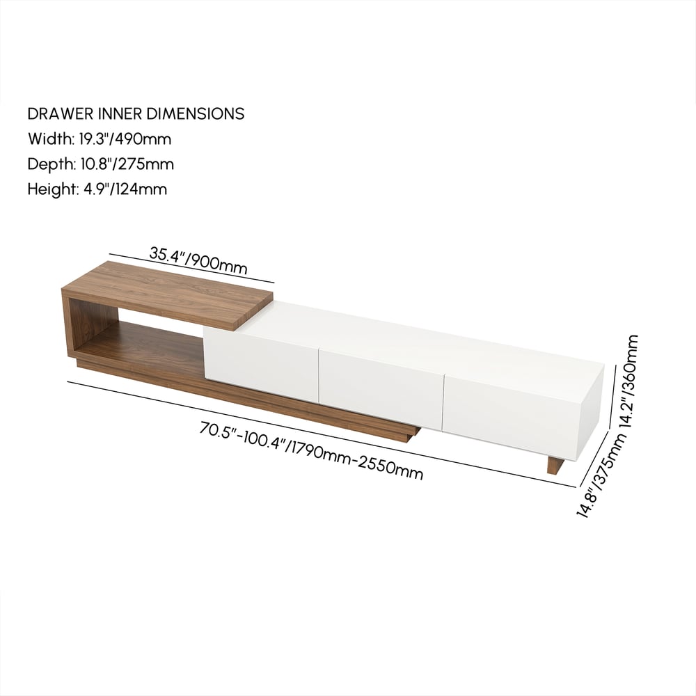 Quoint Extendable TV Stand & Coffee Table Set weights dimensions image