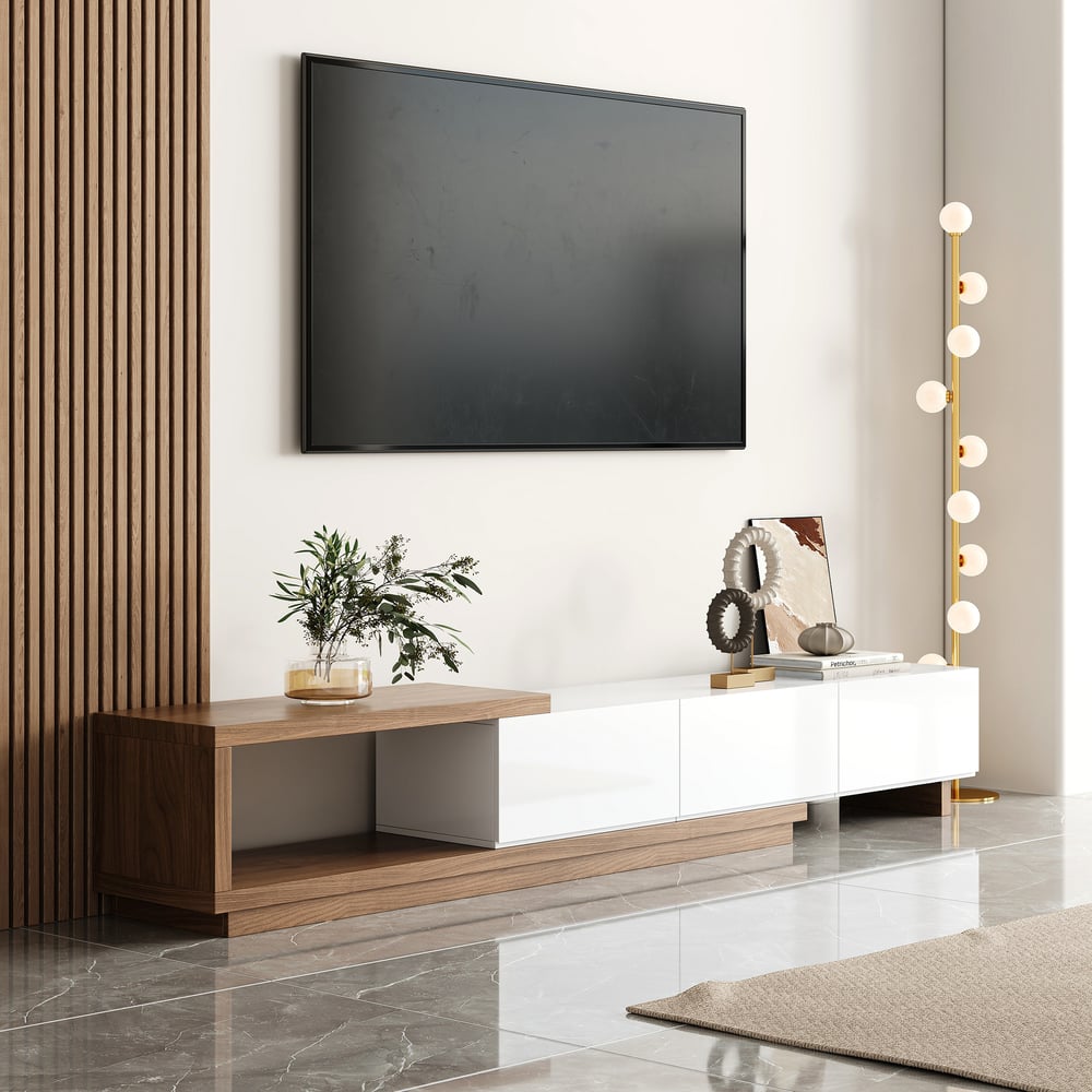 Questions and Answers for Quoint Extendable TV Stand with 3 Drawers(71"-100")