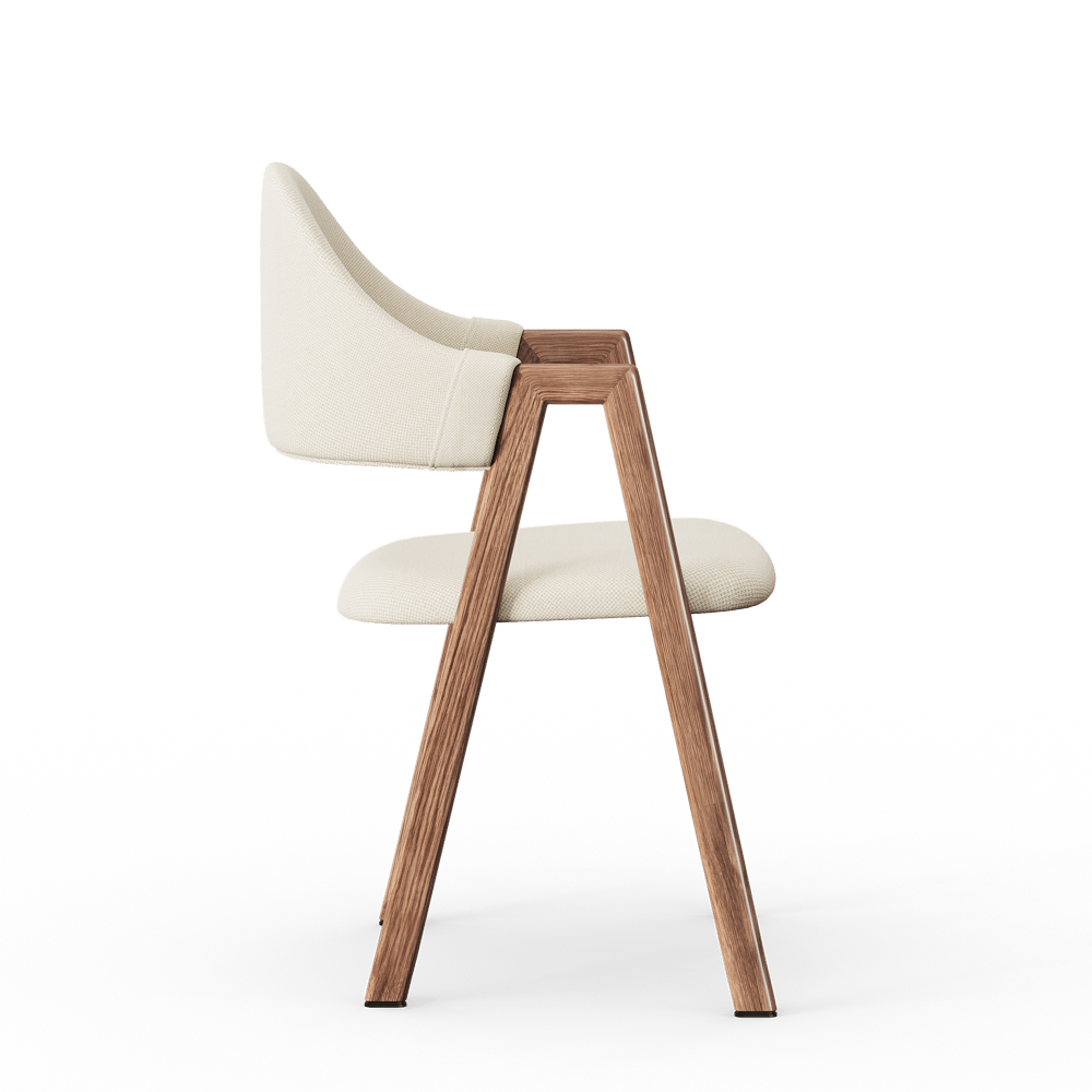 Set of 2 Modern Dining Chairs with Linen Upholstery - Thumbnail 2