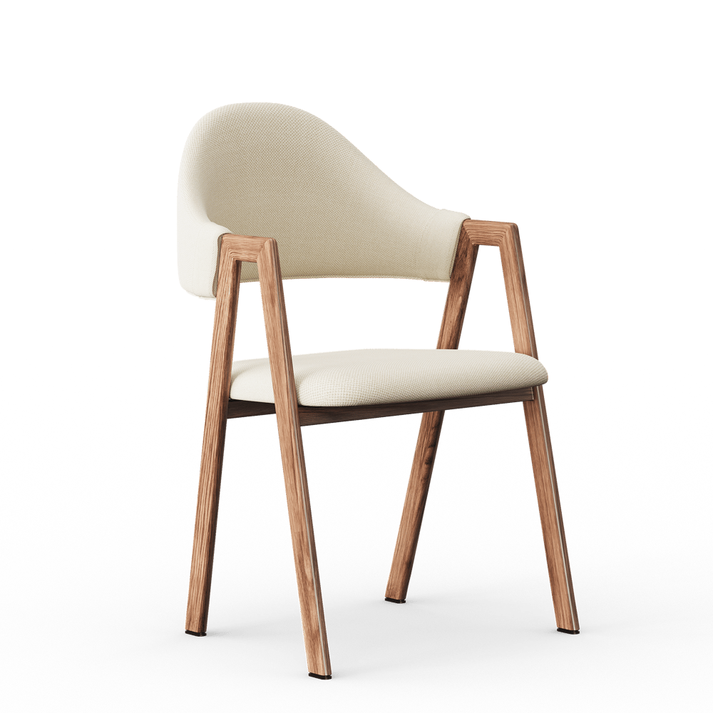 Set of 2 Modern Dining Chairs with Linen Upholstery - Thumbnail 3