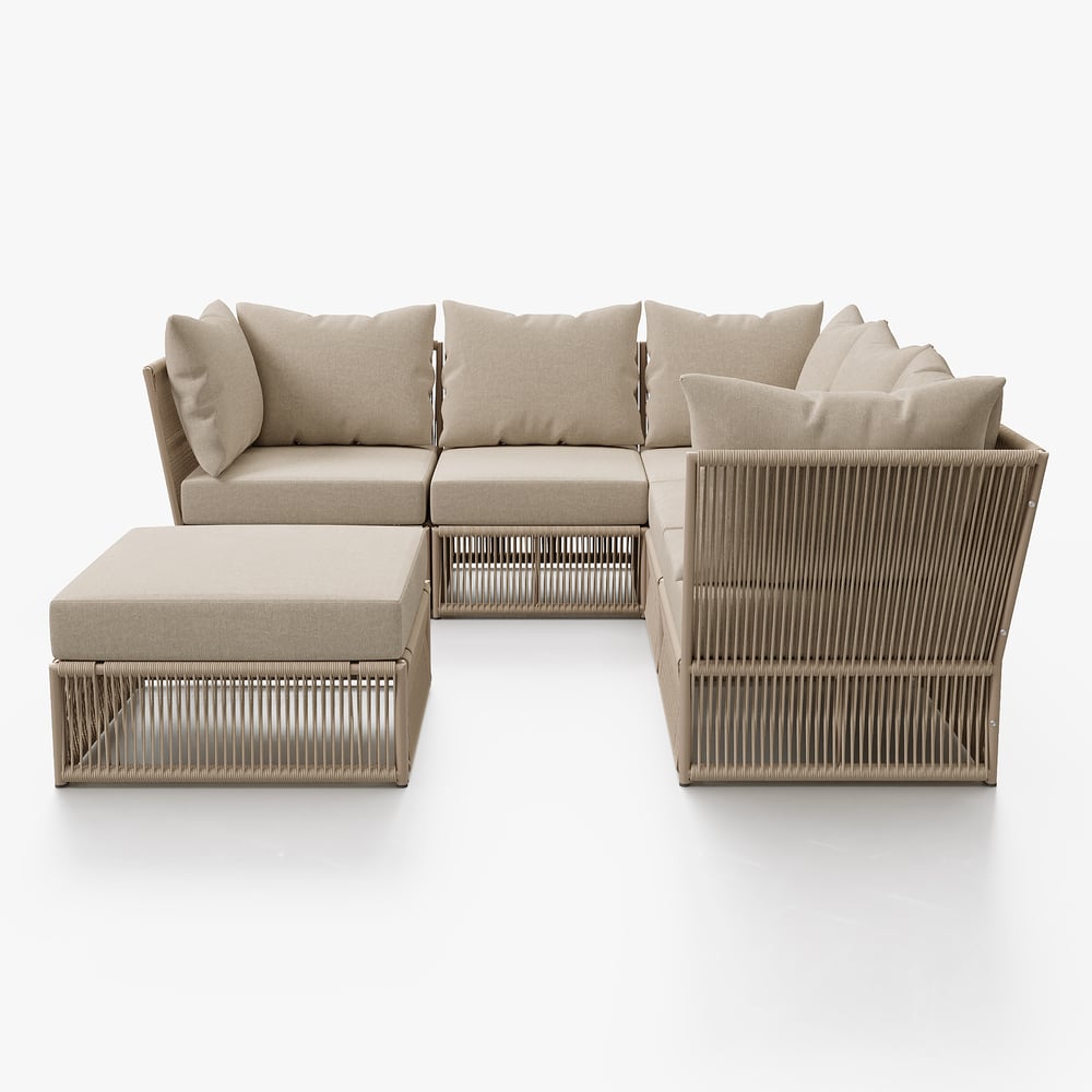Homary Woven Rope Outdoor Sectional Sofa - Thumbnail 2