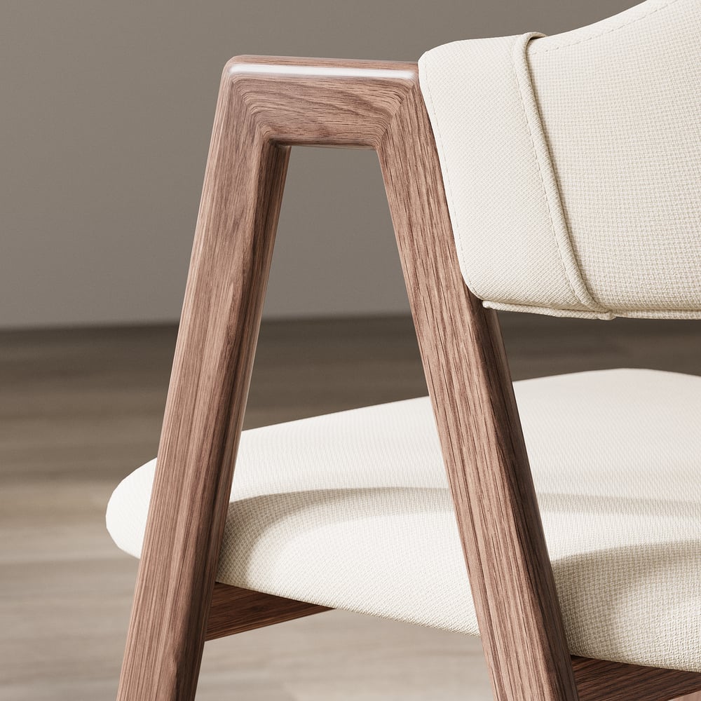 Set of 2 Modern Dining Chairs with Linen Upholstery - Thumbnail 4