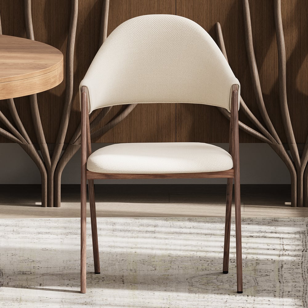 Avis Clients sur Chaise de salle à manger rembourrée en lin blanc chaud, ensemble de 2 chaises à dossier incurvé