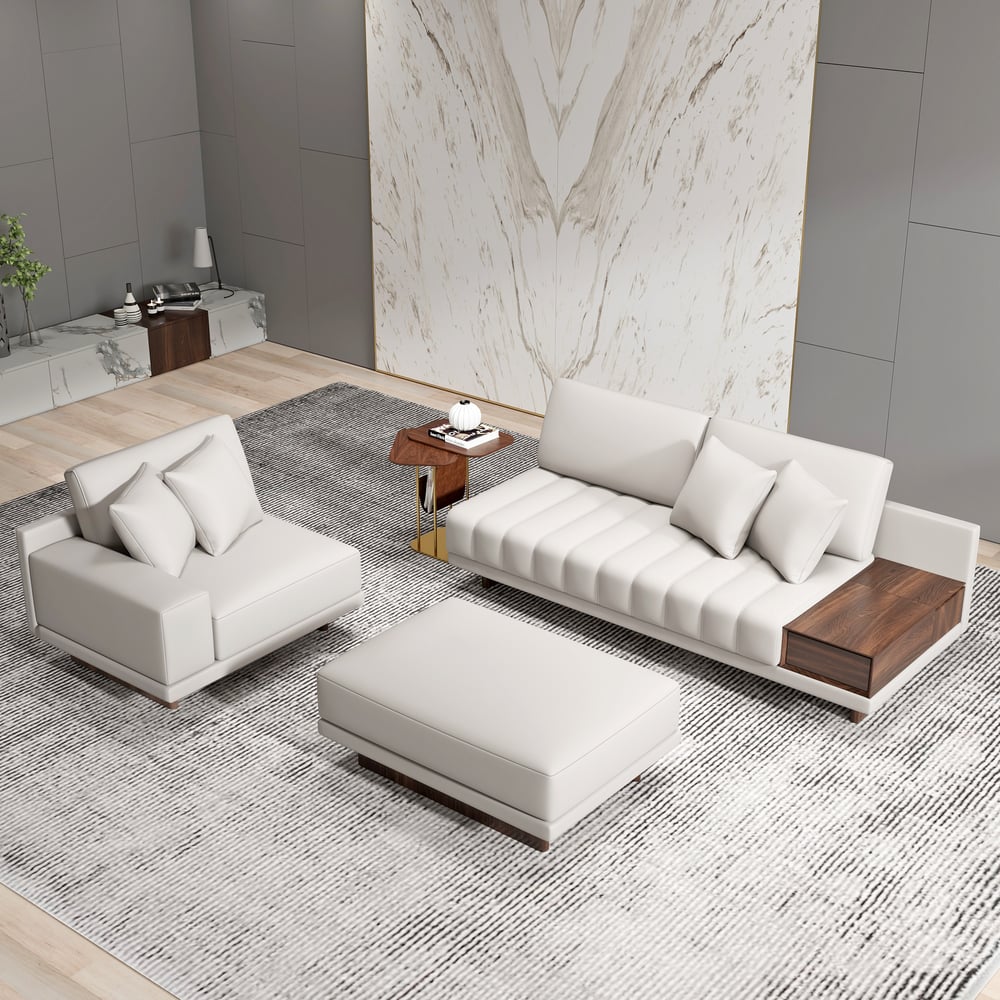 Questions and Answers for 126" L-Shaped Modular Leather Sectional Sofa Set with 35" Square Coffee Table