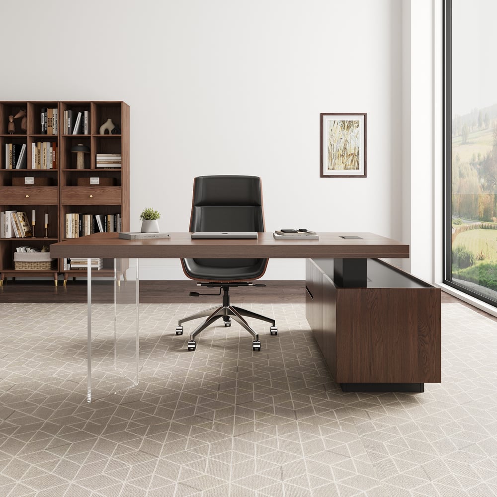 Avis Clients sur Bureau d'angle en bois réglable, bureau de direction moderne 180 cm en forme de L