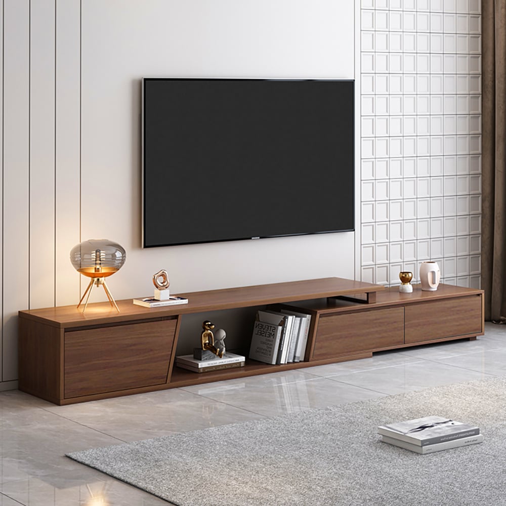 Fero Walnut Reversible Extendable TV Stand with 3 Drawers(71"-120")