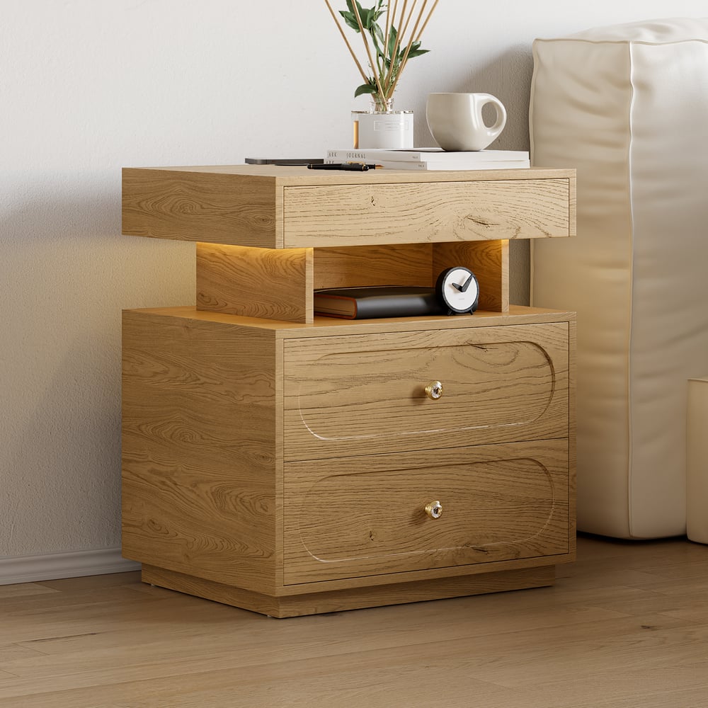 Customer Reviews for Krila Floating 3-Drawer LED Smart Nightstand with Light Set of 2