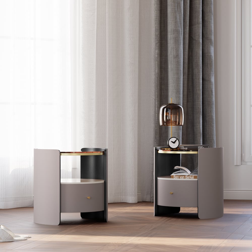 Questions and Answers for Leather & Sintered Stone Round Nightstand with Glass Top