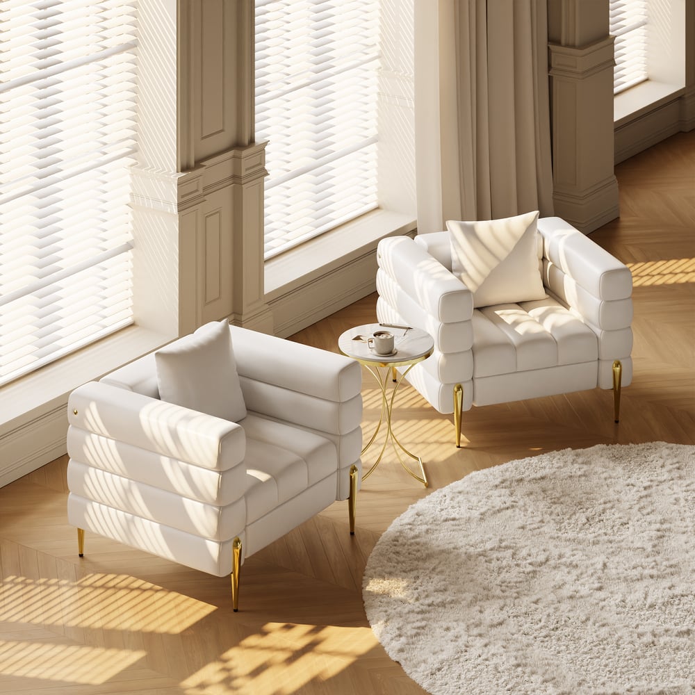 Customer Reviews for Axial Performance Leather Upholstered Accent Chair in Gold Finish Set of 2