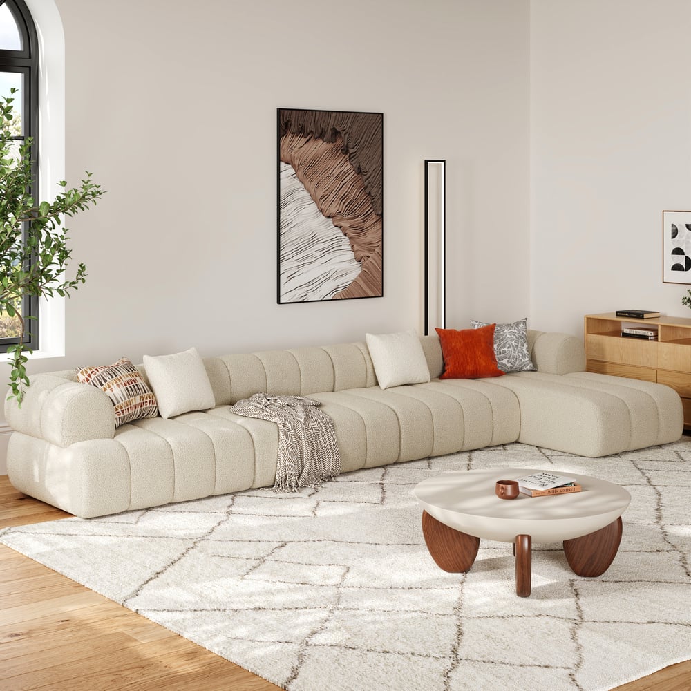 Reseñas de Clientes para Sofá seccional de chenilla en canal Nimbus de 4000 mm de 4 piezas con diván