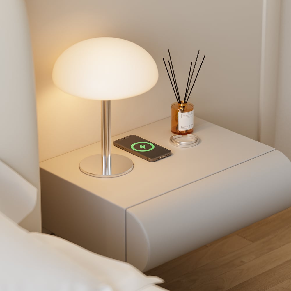 Avis Clients sur Table de chevet élégante flottante en cuir Humply avec tiroir