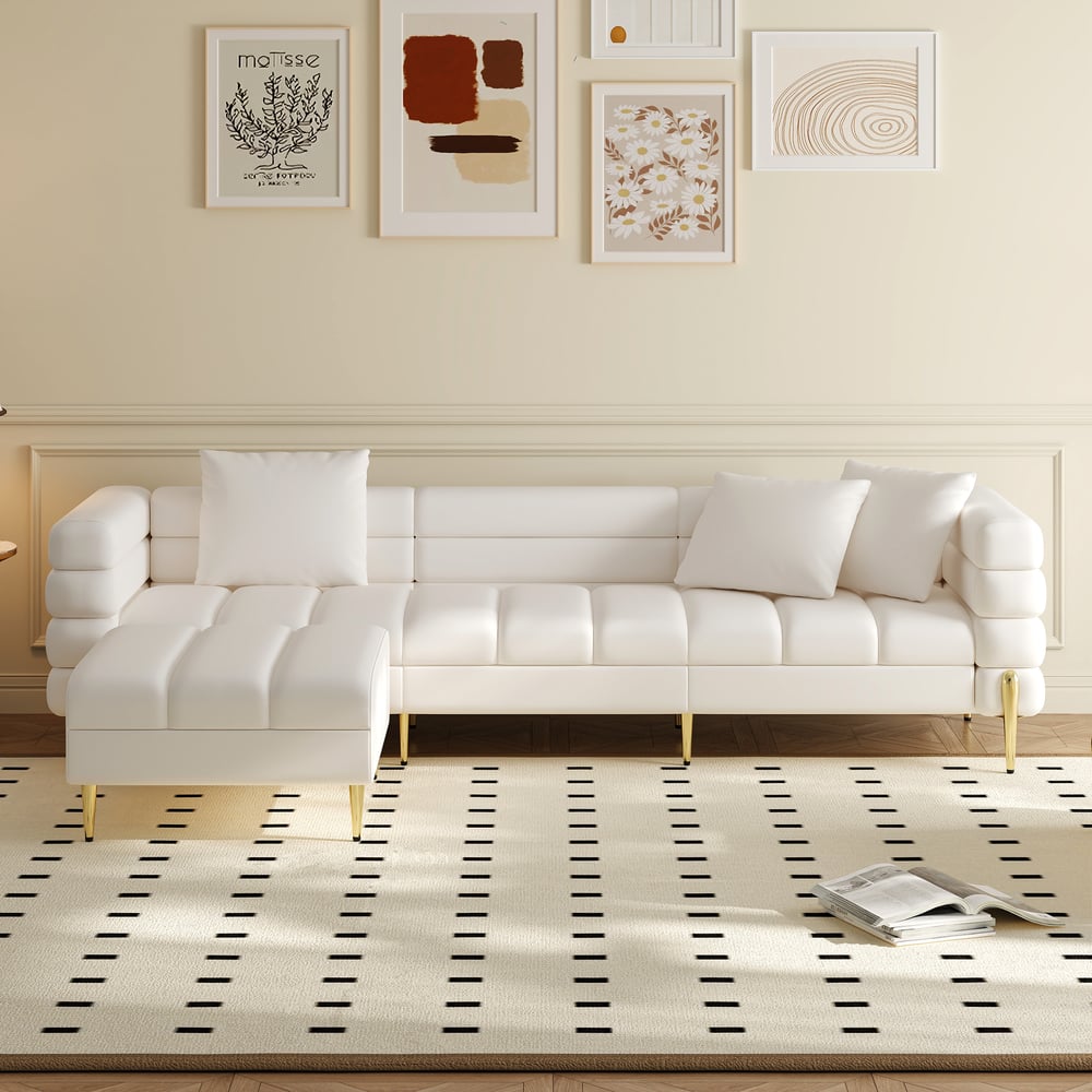 Customer Reviews for Aurora 2300mm Faux Leather 3-Seat Chaise Sofa with Ottomans