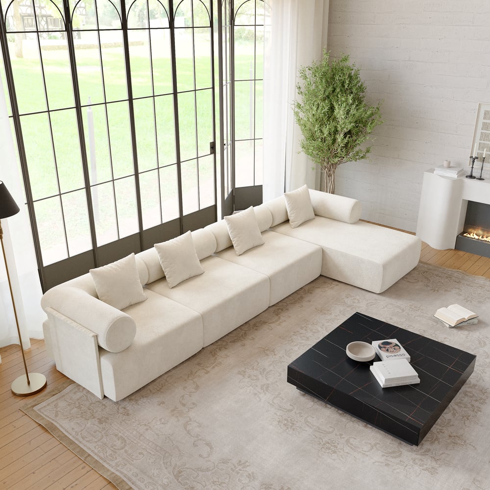 Klantrecensies voor Serene 3700 mm 4-delige modulaire chenillefluwelen L-vormige sectionele chaise sofa