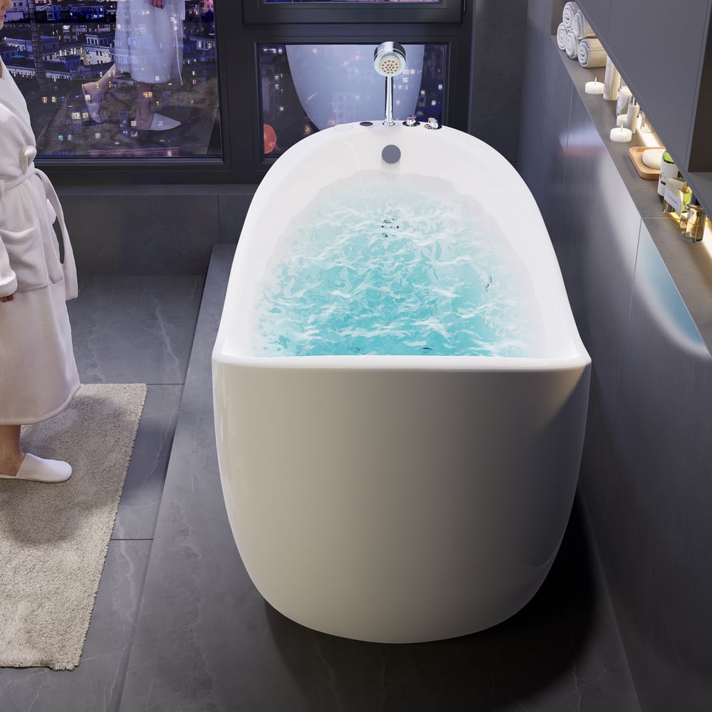 Questions and Answers for 70.9" Modern Oval Acrylic Massage Bathtub with Thermostat Control