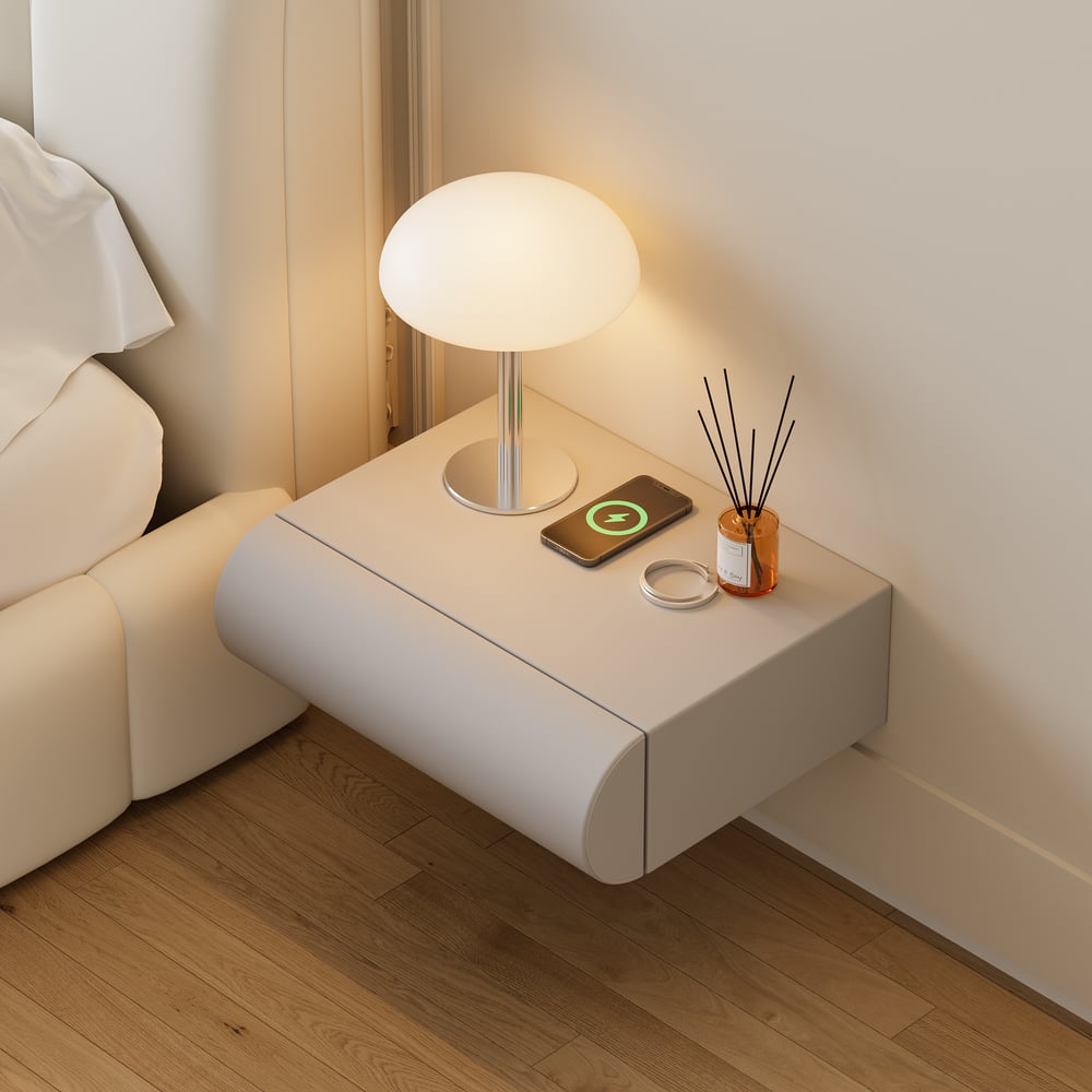 Customer Reviews for Humply Leather Floating Smart Nightstand with Drawer Set of 2