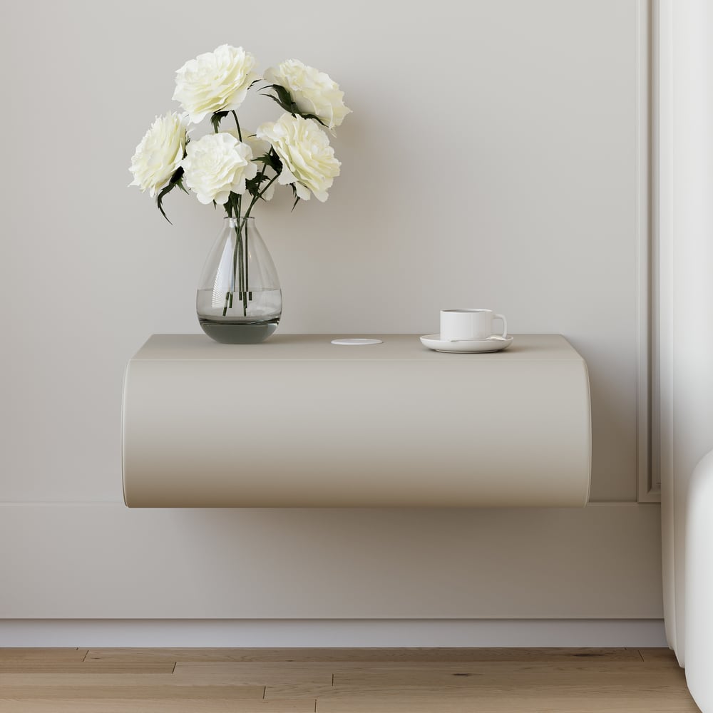 Avis Clients sur Table de chevet élégante flottante en cuir Humply avec tiroir