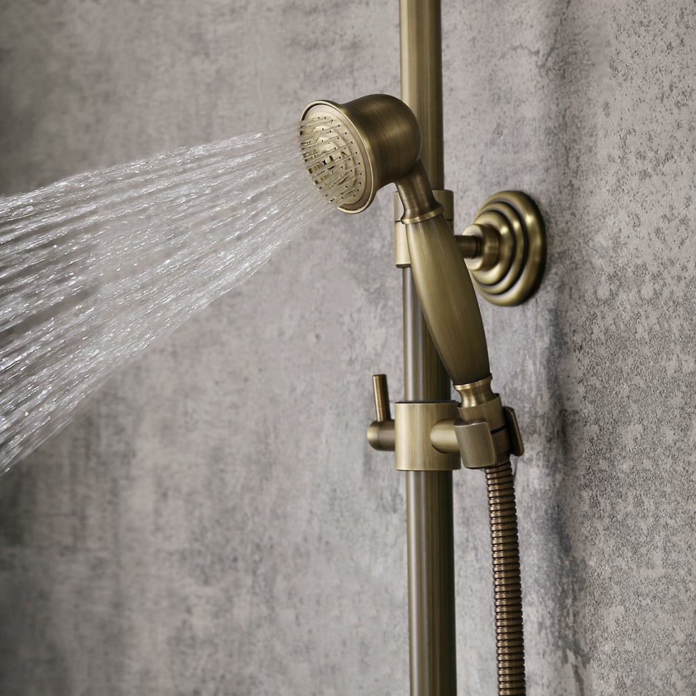 Reseñas de Clientes para Sistema De Ducha Expuesta De Una Sola Palanca Clásica Con Ducha De Mano De Latón Antiguo