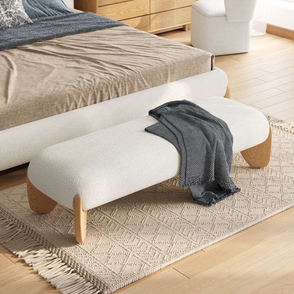 Questions and Answers for Curva Boucle Upholstered Bedroom Bench