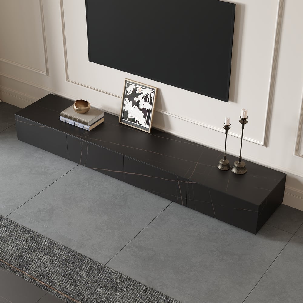 Avis Clients sur Meuble TV en pierre frittée 2000 mm avec 4 tiroirs