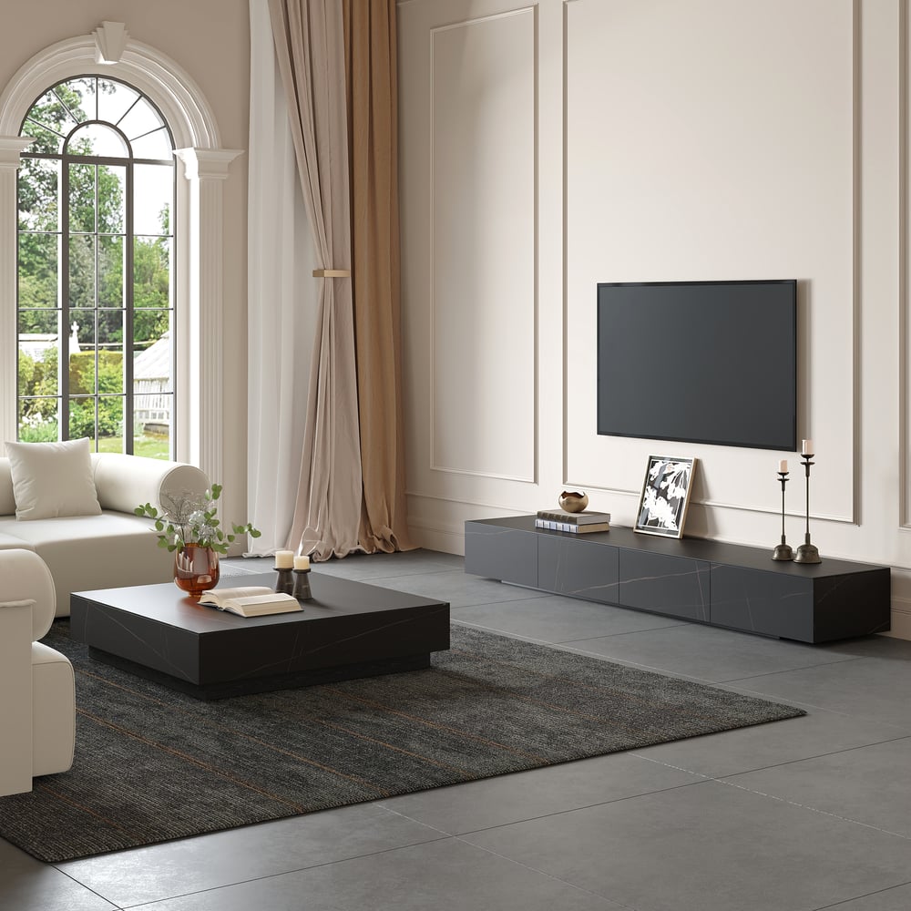 Avis Clients sur Meuble TV en pierre frittée 2000 mm avec 4 tiroirs