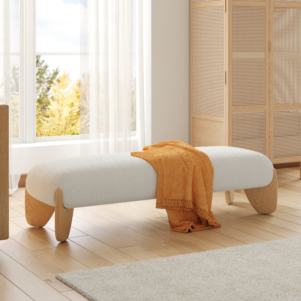 Questions and Answers for Curva Boucle Upholstered Bedroom Bench