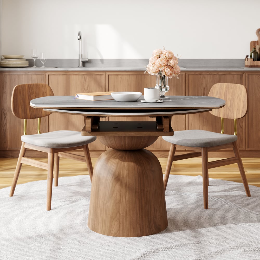 Customer Reviews for 47.24" Modern Extendable Round Dining Table Seats 4-6 People Gray