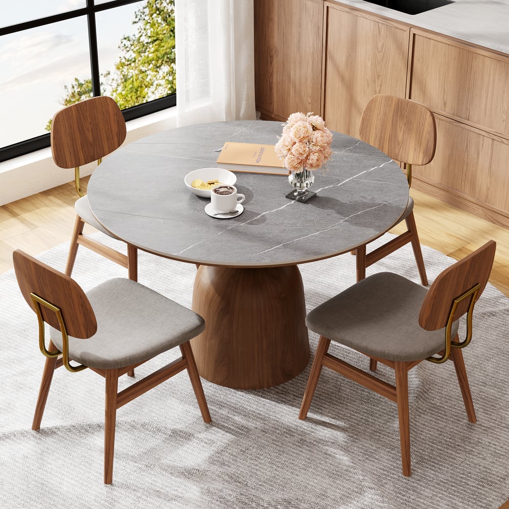 Customer Reviews for 47.24" Modern Extendable Round Dining Table Seats 4-6 People Gray