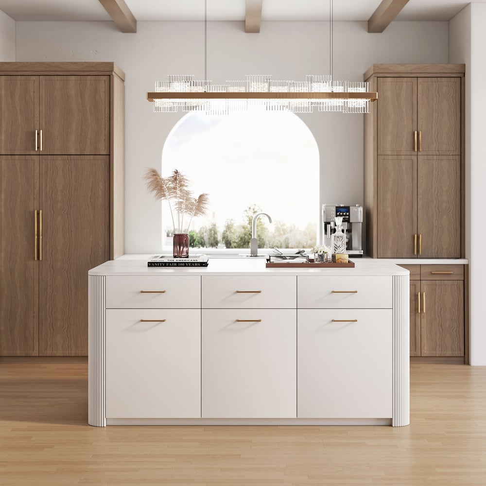 Questions and Answers for 1800mm Modern Sintered Stone Kitchen Island with Adjustable Storage & Towel Rack